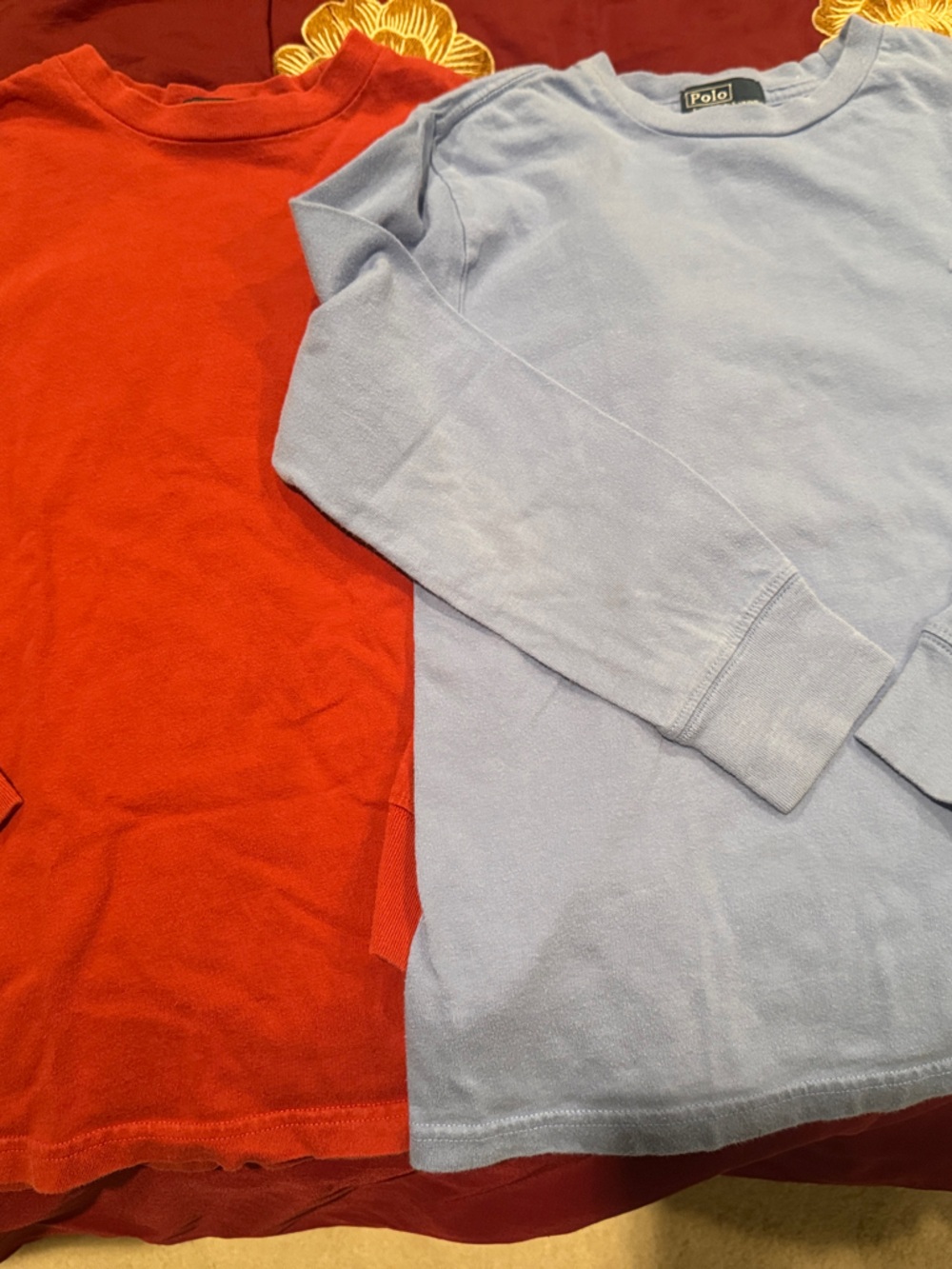 Polo by Ralph Lauren Kids Long-Sleeve Tees - Red & Light Blue